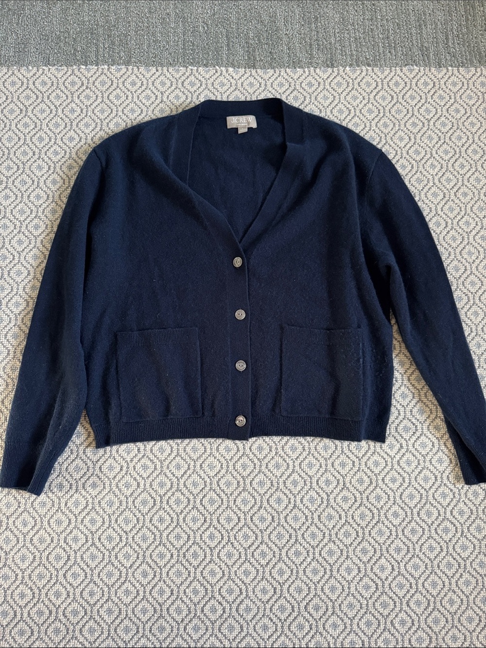 J. Crew Navy Button-Front V-Neck Cardigan
